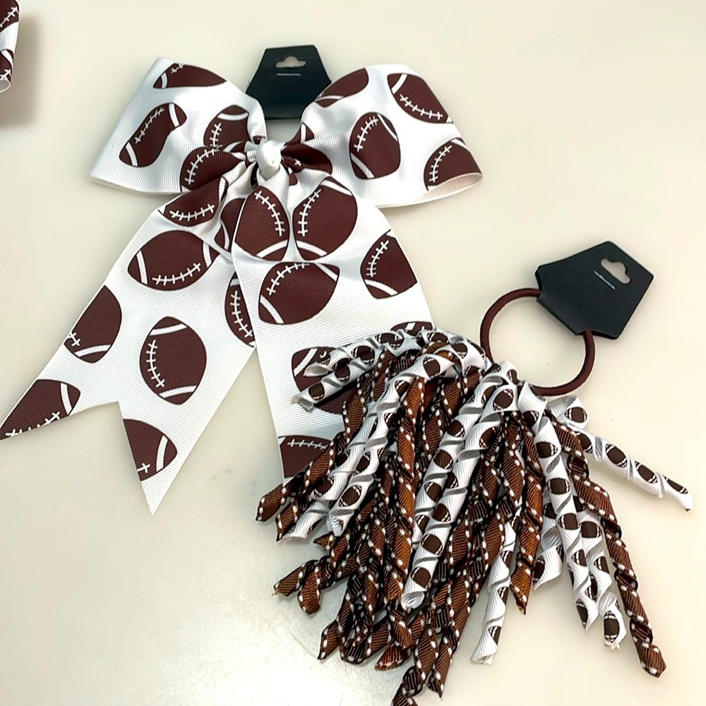 New Set of 2 Football Hair Ponytails